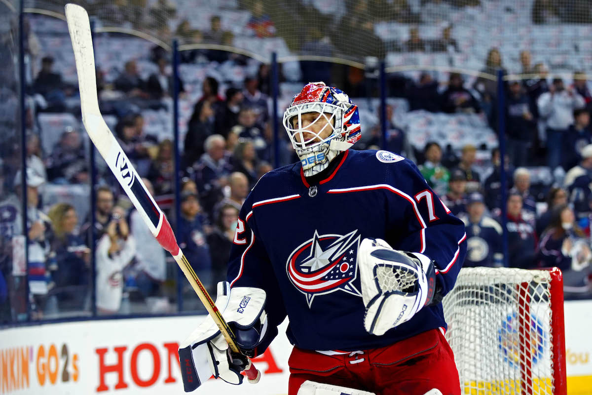 Sergei Bobrovsky - Columbus Blue Jackets - 2014-15 Practice-Worn