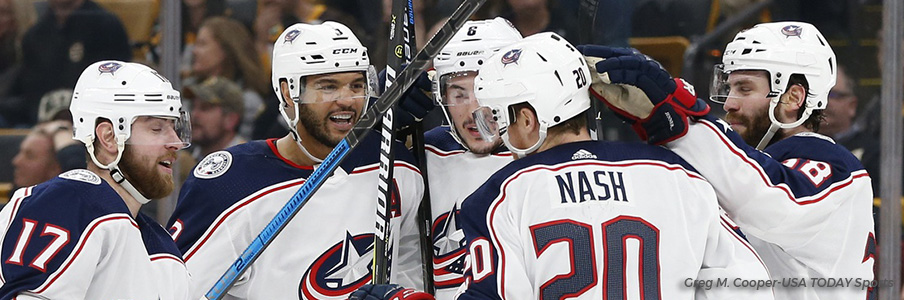 Columbus celebrates a goal in Boston.