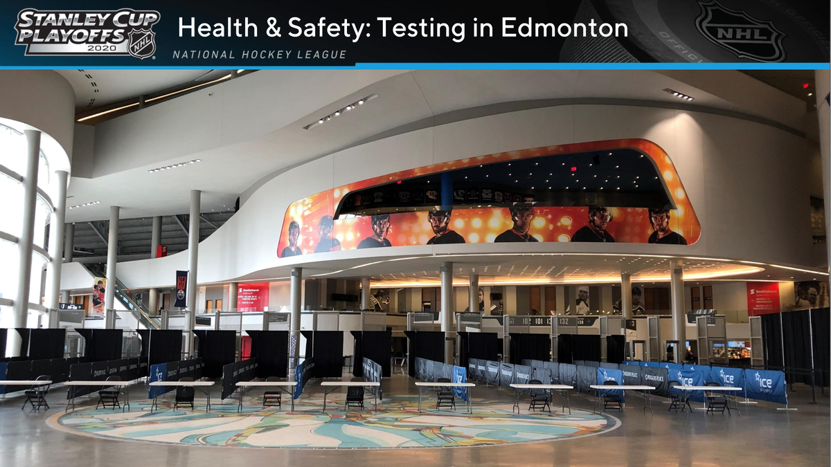 The testing setup at Rogers Place in Edmonton. The testing setup at Rogers Place in Edmonton.