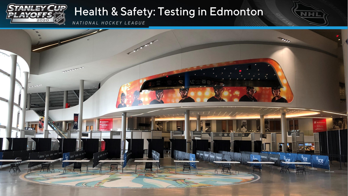 The testing setup at Rogers Place in Edmonton.