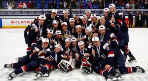 The U.S. Women's National Team after capturing gold at the 2017 IIHF Women's World Championship