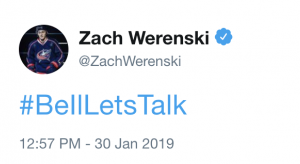 Zach Werenski tweets #BellLetsTalk