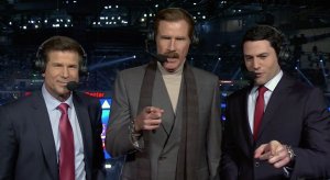 Ron Burgundy shows up at a Los Angeles Kings game.