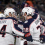 Columbus Blue Jackets' Boone Jenner celebrates his goal with Mathieu Olivier and the rest of his line mates during the second period against the Boston Bruins at TD Garden.