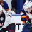 Columbus Blue Jackets center Kent Johnson (91) controls the puck as New York Islanders defenseman Noah Dobson (8) defends during the first period at UBS Arena.