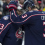 Nov 1, 2025; Columbus, Ohio, USA; Columbus Blue Jackets goaltender Jet Greaves (73) celebrates with center Charlie Coyle (3) after defeating the St. Louis Blues at Nationwide Arena.