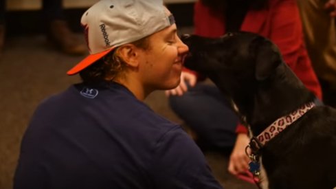 Cam Atkinson meets Cam the dog