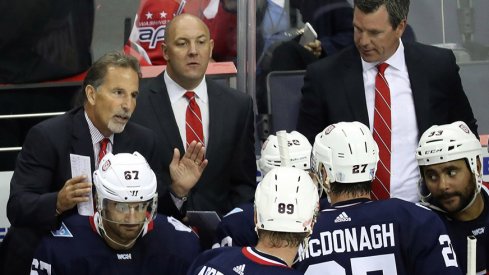 John Tortorella and Mike Sullivan on Team USA's bench during the World Cup of Hockey.