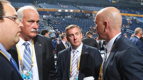 John Davidson and Jarmo Kekalainen talk at the draft