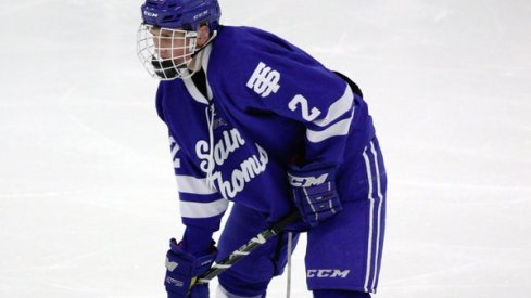 Robbie Stucker gets ready for the puck to drop