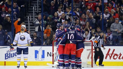 The Blue Jackets celebrate a goal this season