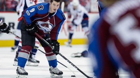 Matt Duchene waits for the puck to come to him during warm ups.