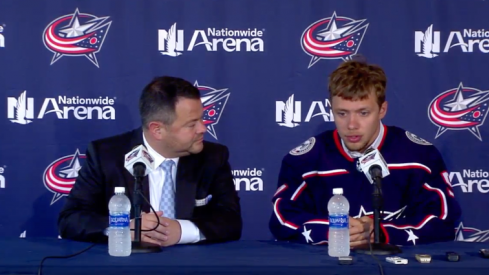 Artemi Panarin speaks to Columbus media for the first time since his trade