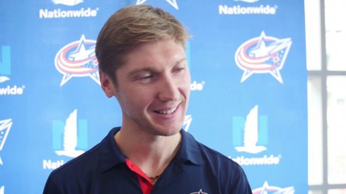 Sergei Bobrovsky talks to Columbus media before Blue Jackets training camp