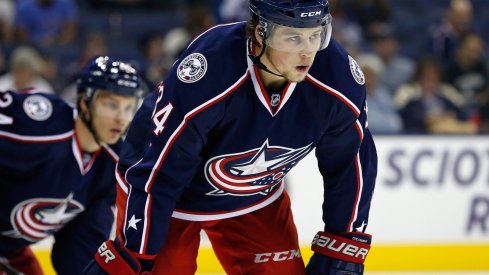 Josh Anderson waits for the puck to drop during a preseason game