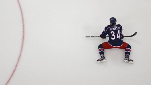 Josh Anderson gets ready during pregame warmups