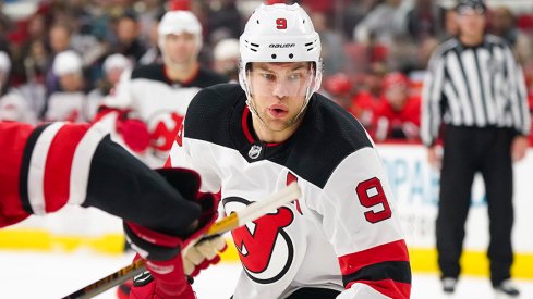 New Jersey Devils winger Taylor Hall leads his club in points and is a contender for the Hart Trophy 