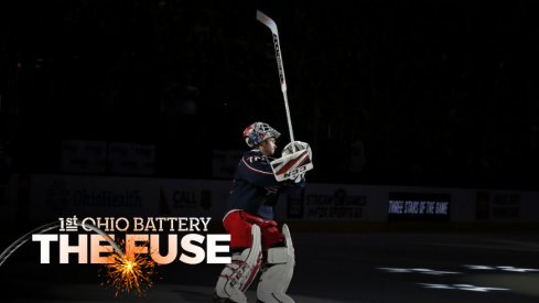 Sergei Bobrovsky celebrates after the team's win