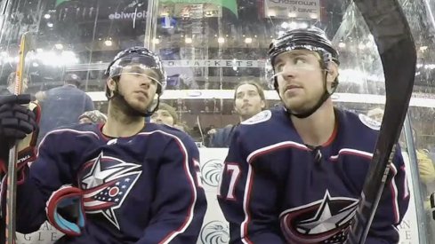 Brandon Dubinsky and Ryan Murray in the penalty box.