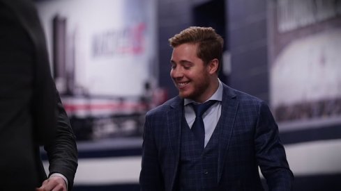 Cam Atkinson walks in during Game 3 of the playoffs