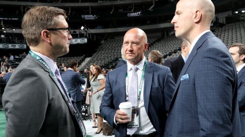 Columbus Blue Jackets general manager Jarmo Kekalainen on the draft floor in Dallas, Texas.