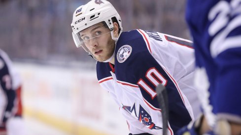  Columbus Blue Jackets center Alexander Wennberg looks on in a game against the Toronto Maple Leafs.