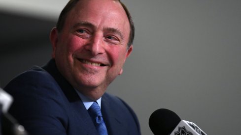 NHL commissioner Gary Bettman answers questions during a press conference at the 2018 Stanley Cup Final.