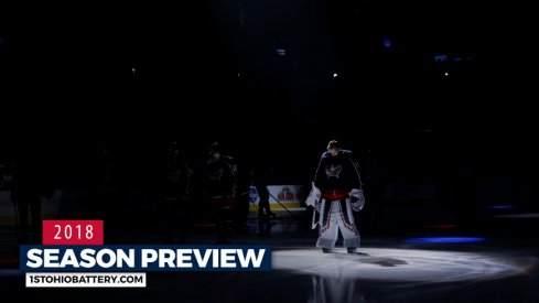 Columbus Blue Jackets goaltender Sergei Bobrovsky is introduced pre-game at Nationwide Arena.