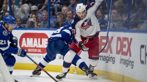 Josh Anderson sneaks past the Tampa Bay Lightning defense while in pursuit of the puck.