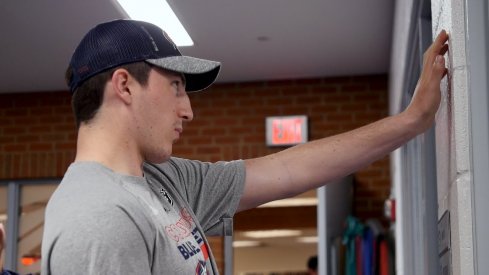 Zach Werenski works out his surgically repaired shoulder during an episode of Behind the Battle