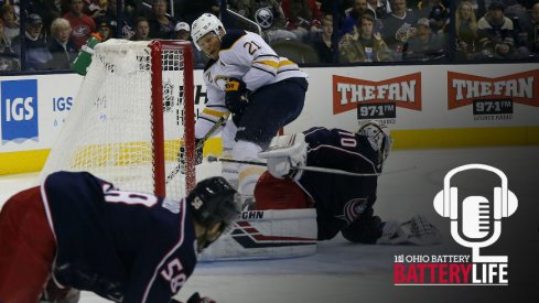 David Savard attempts to cut off a passing lane against the Buffalo Sabres
