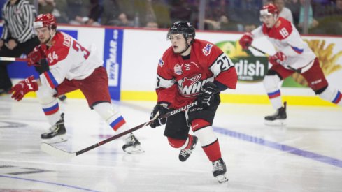 Trey Fix-Wolansky skating in the 2018 Canada-Russia Series