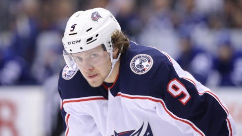 Artemi Panarin looks on as the Columbus Blue Jackets took on the Toronto Maple Leafs