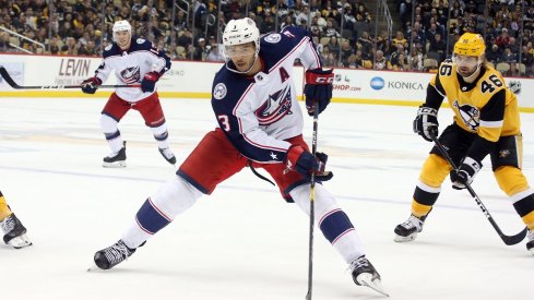 Seth Jones looks to make a play as the Blue Jackets fell to the Pittsburgh Penguins