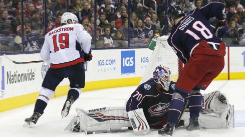 Joonas Korpisalo was put in net after a first period where Sergei Bobrovsky allowed three goals on 12 shots.