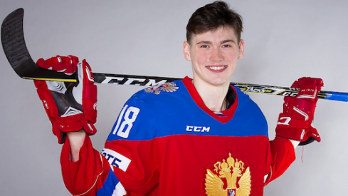 Kirill Marchenko poses for a photo showing off his Team Russia duds