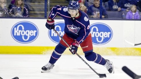 Scott Harrington takes a shot against the Ottawa Senators