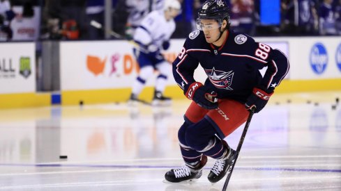 Through two NHL games for the Columbus Blue Jackets, Kole Sherwood has recorded ten hits, two shots on goal, a blocked shot and +1 rating.