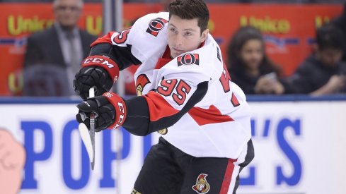 Matt Duchene takes warm ups with the Ottawa Senators