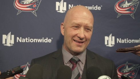 Columbus Blue Jackets GM Jarmo Kekalainen speaks to reporters in Ottawa after the team's blockbuster trade to acquire center Matt Duchene.