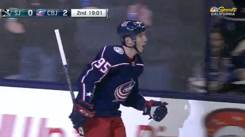 Matt Duchene, with the help of Cam Atkinson and Artemi Panarin, scored his first goal as a member of the Columbus Blue Jackets.