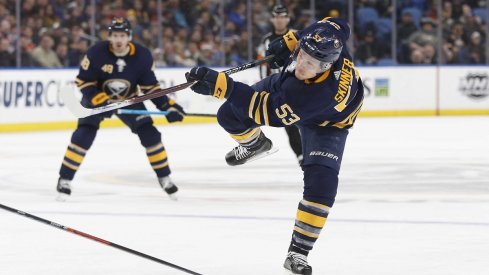 Jeff Skinner takes a shot on goal