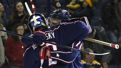 Nick Foligno and Sergei Bobrovsky