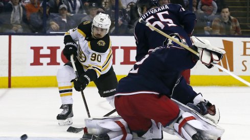 Sergei Bobrovsky was pulled after allowing four goals against the Boston Bruins on Tuesday night.