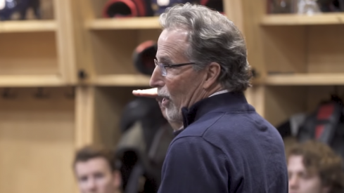 Columbus Blue Jackets head coach John Tortorella addresses his team prior to facing the Montreal Canadiens at Nationwide Arena.