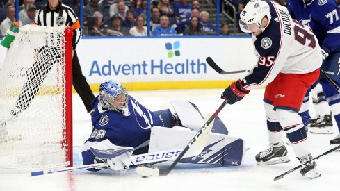 Matt Duchene scores his first career playoff goal against the Tampa Bay Lightning