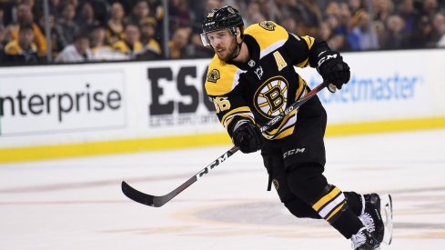 Boston Bruins center David Krejci left Game 1 late with an injury and did not return.