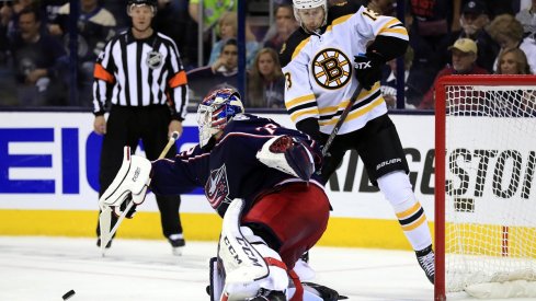 Charlie Coyle is stoned by Sergei Bobrovsky