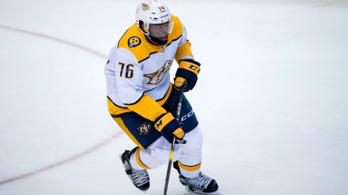 Nashville Predators defenseman P.K. Subban (76) in action during the game between the Stars and the Predators in game six of the first round of the 2019 Stanley Cup Playoffs at American Airlines Center.