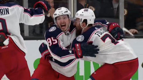 Matt Duchene scored the overtime winner of Game 2 in the second round of the 2019 Stanley Cup Playoffs against the Boston Bruins